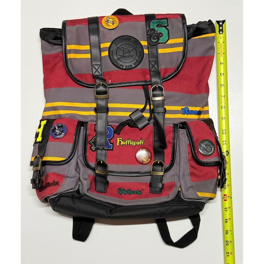 Harry Potter‎ Hogwarts Houses Patches Backpack Rucksack Striped Canvas